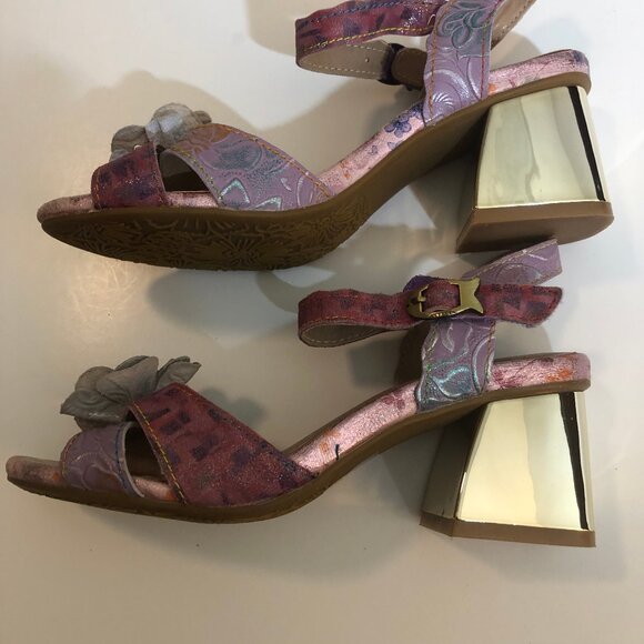 L’Artiste by Spring Step Sandals – Handcrafted Leather Floral Heel - Picture 5 of 14